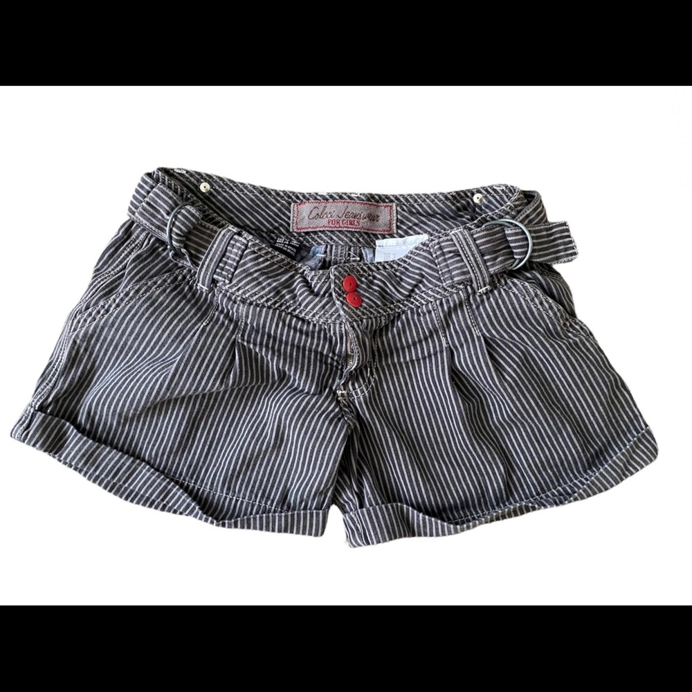 Colcci Jean wear Stripes Adjustable Waist Pleated Dress Casual Shorts